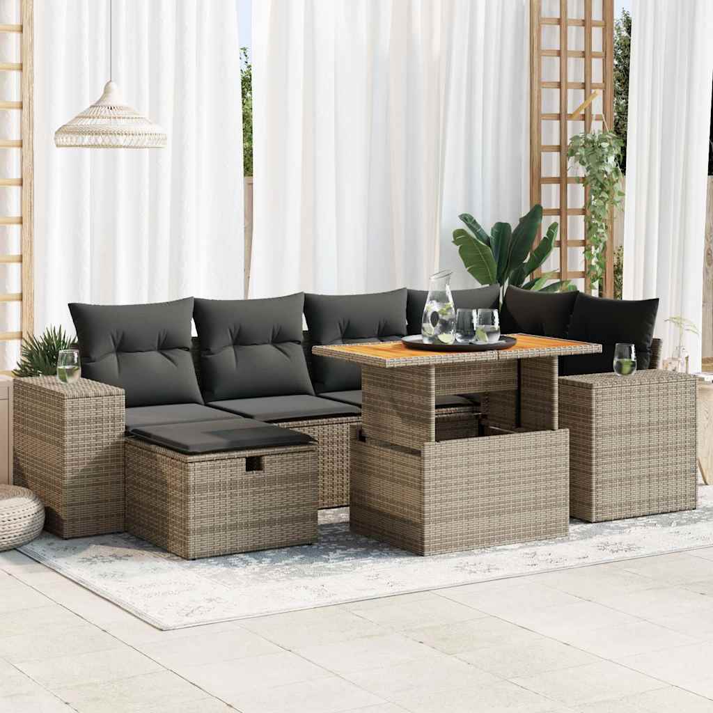 8-dijelni set vrtnih sofa od poliratana s jastucima sivi bagrem