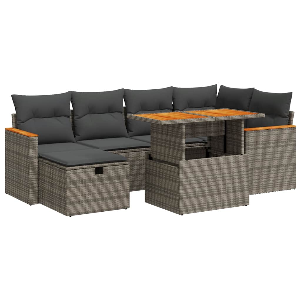 8-dijelni set vrtnih sofa od poliratana s jastucima sivi