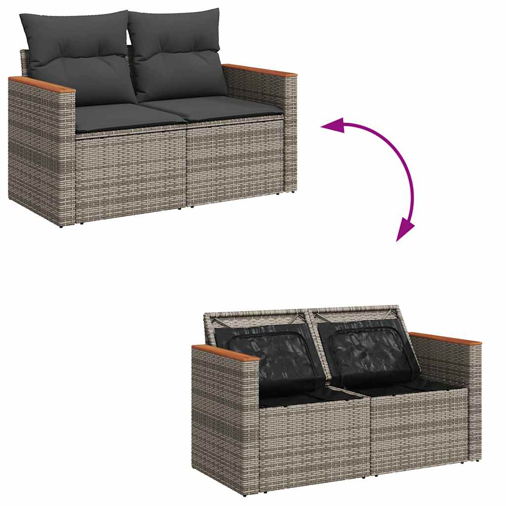 8-dijelni set vrtnih sofa od poliratana s jastucima sivi