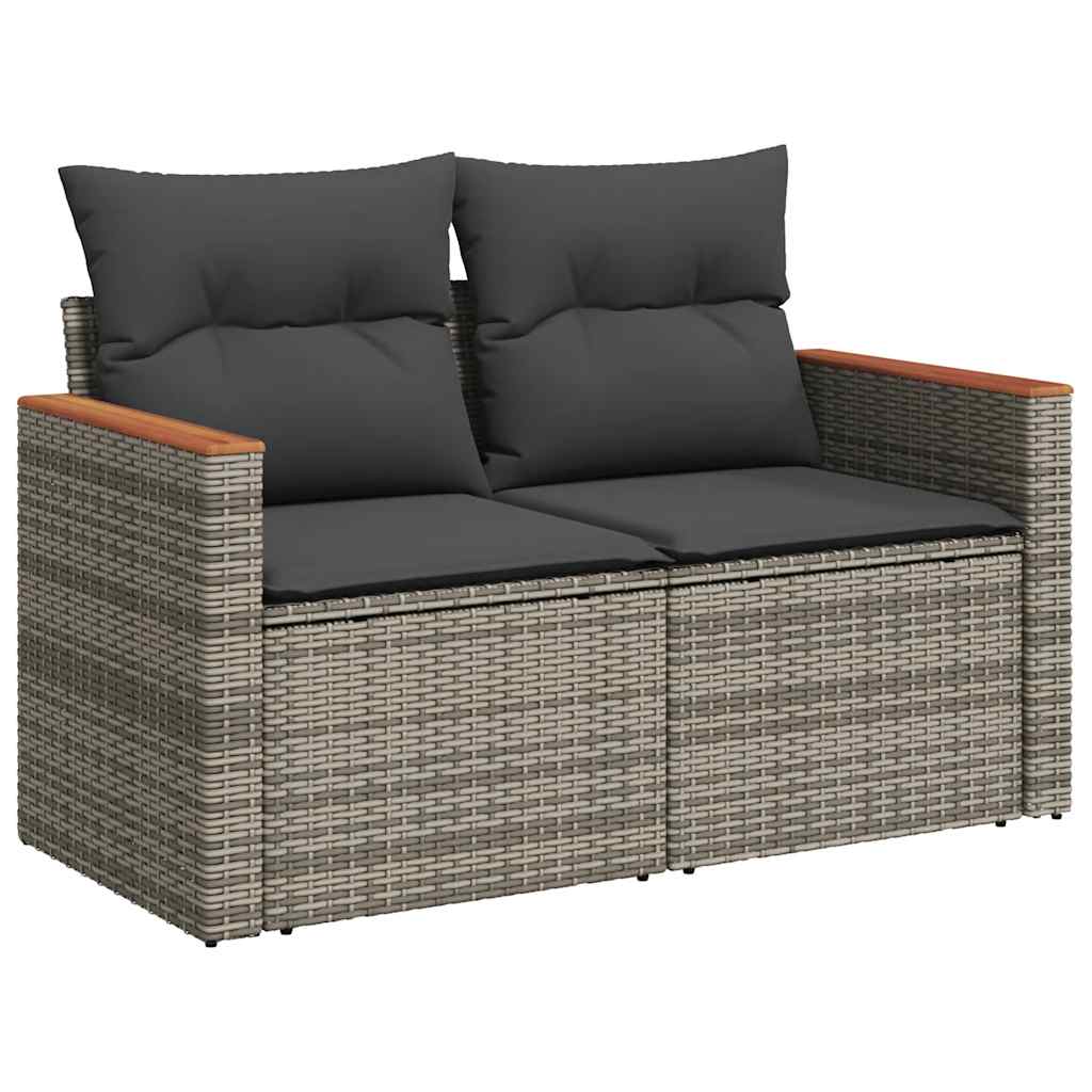 8-dijelni set vrtnih sofa od poliratana s jastucima sivi