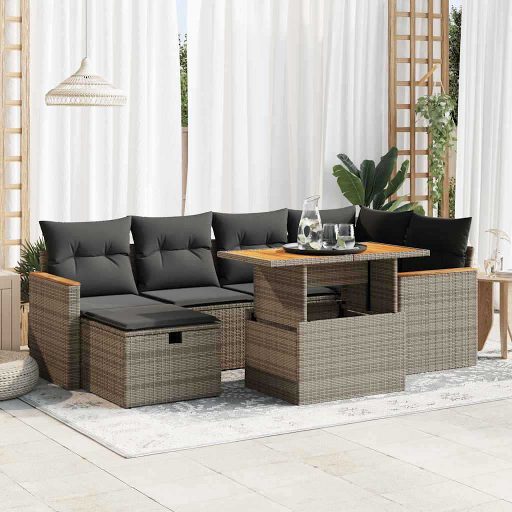 8-dijelni set vrtnih sofa od poliratana s jastucima sivi
