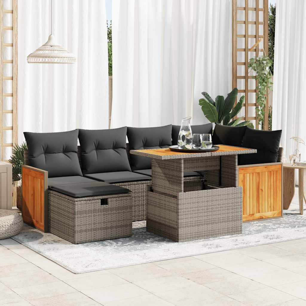 8-dijelni set vrtnih sofa od poliratana s jastucima sivi