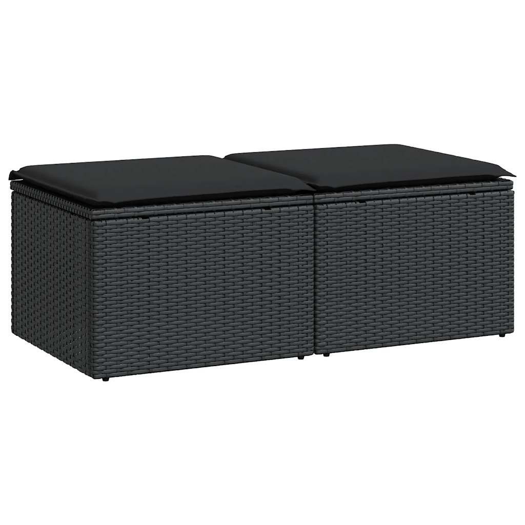 2-dijelni set vrtnih sofa s jastucima crni od poliratana bagrem