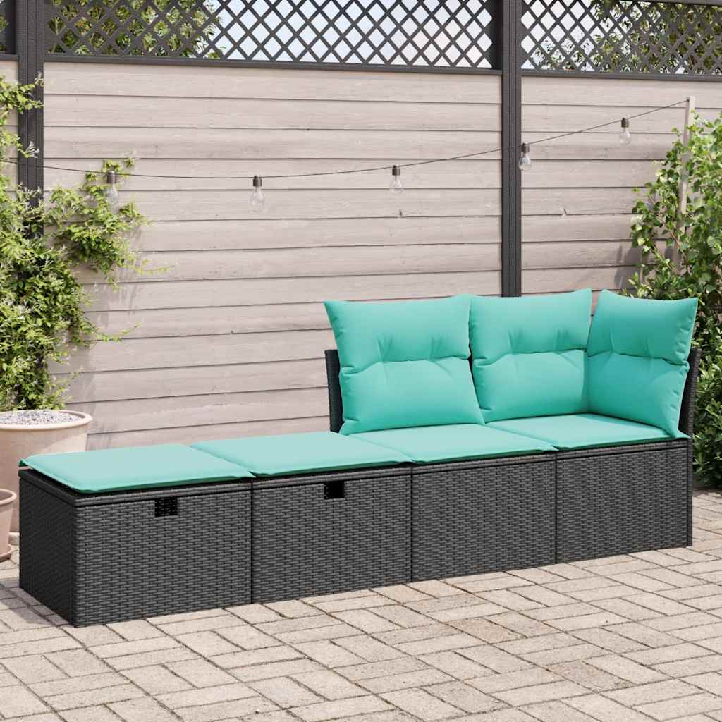 2-dijelni set vrtnih sofa s jastucima crni od poliratana bagrem