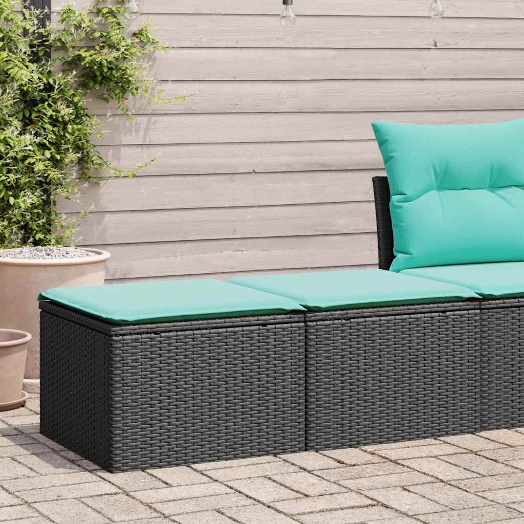 2-dijelni set vrtnih sofa s jastucima crni od poliratana bagrem