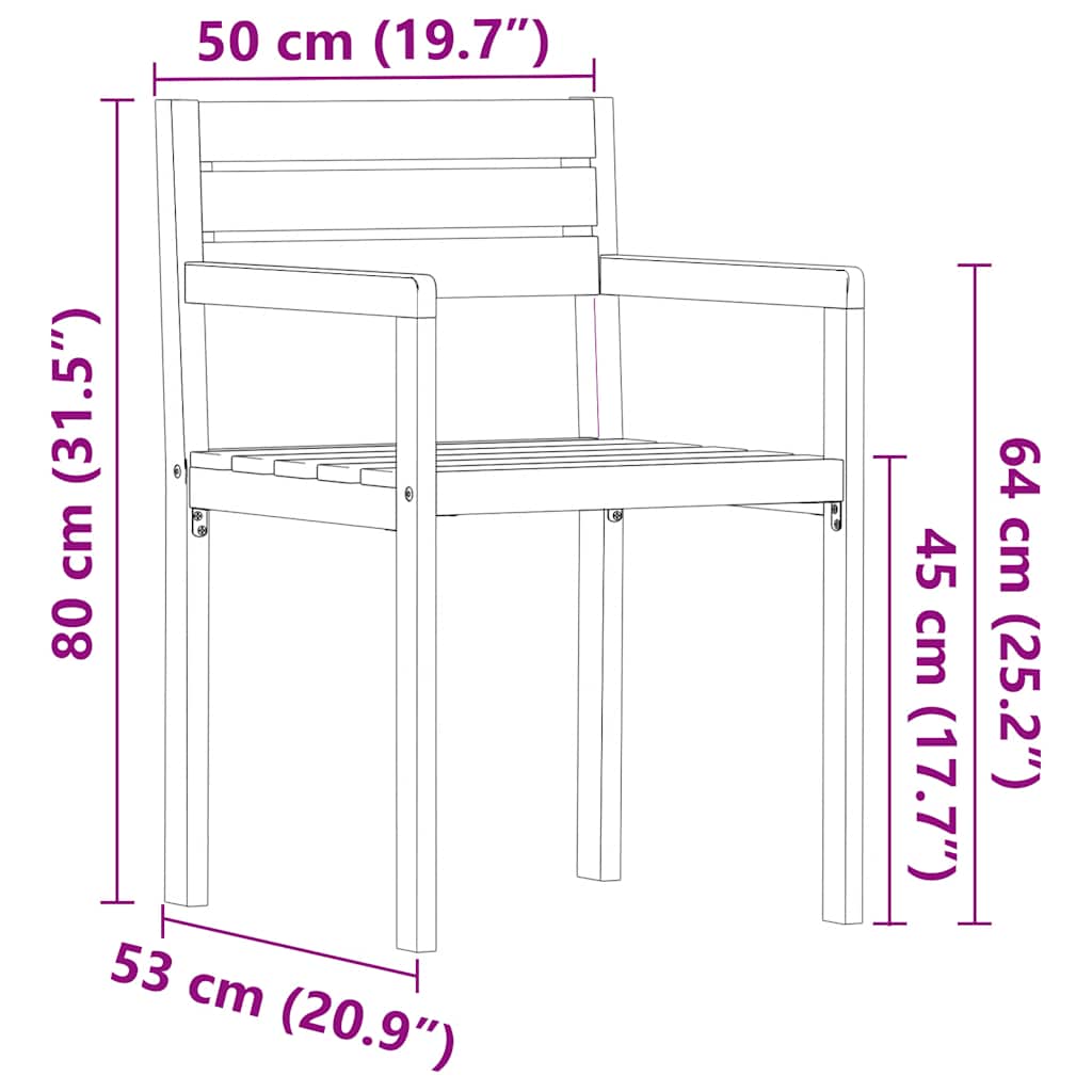 Vrtne stolice 4 kom 50x53x80 cm Masivno drvo akacije