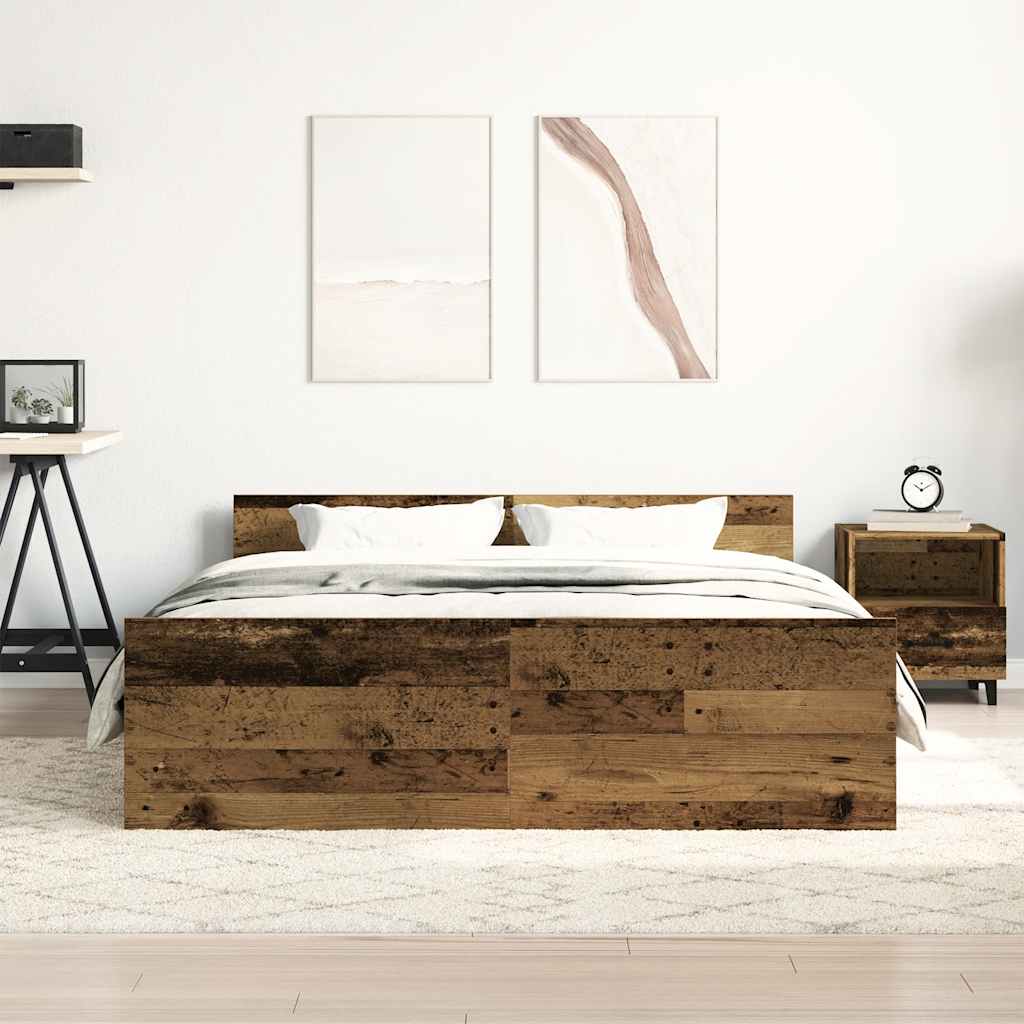 Okvir kreveta bez madraca staro drvo 140x190 cm