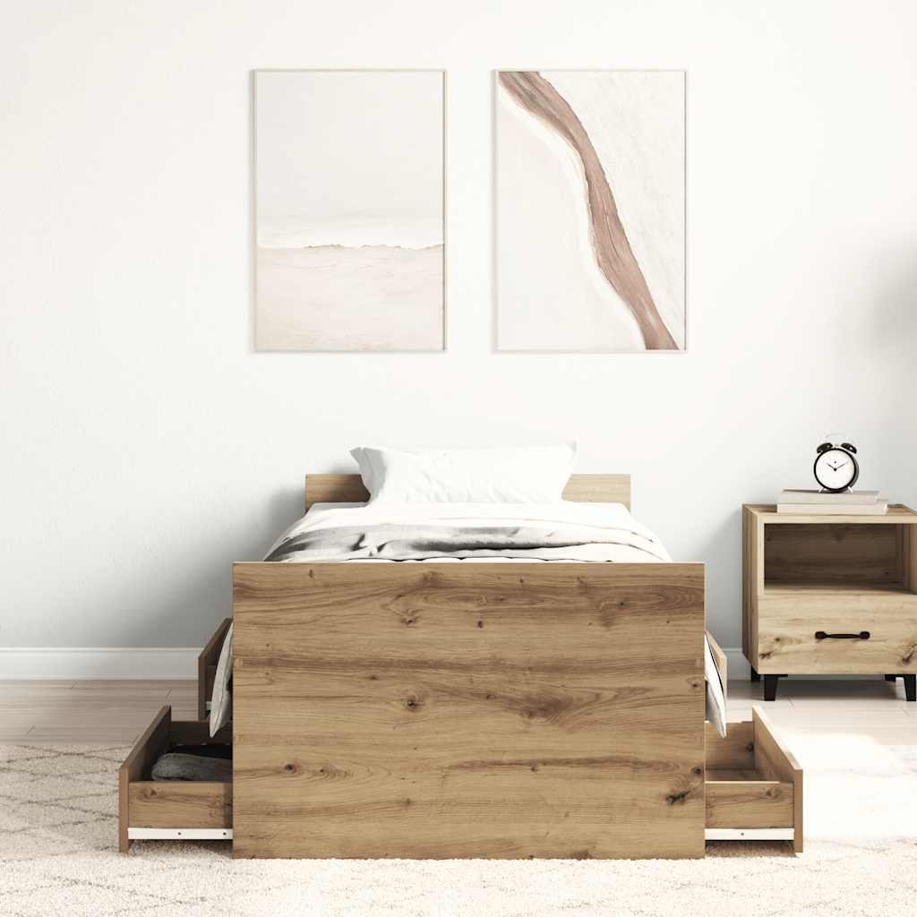 Okvir kreveta bez madraca boja hrasta artisan 100x200 cm