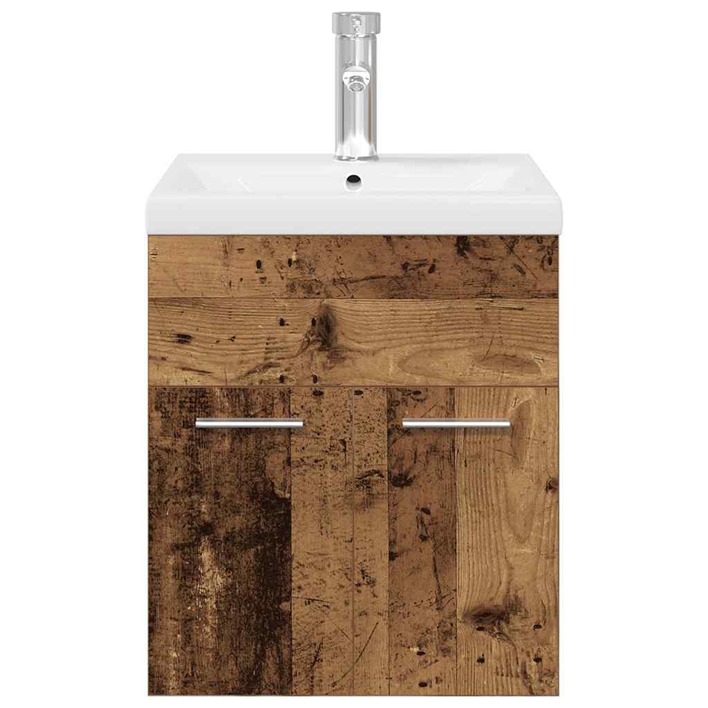 Ormarić za sudoper ugradbenim umivaonikom i slavinom Staro drvo
