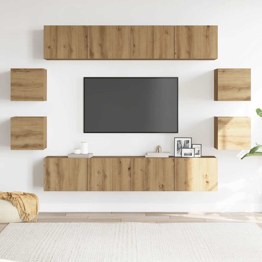 8-dijelni zidni TV ormarić Artisan hrast izrađen od drveta