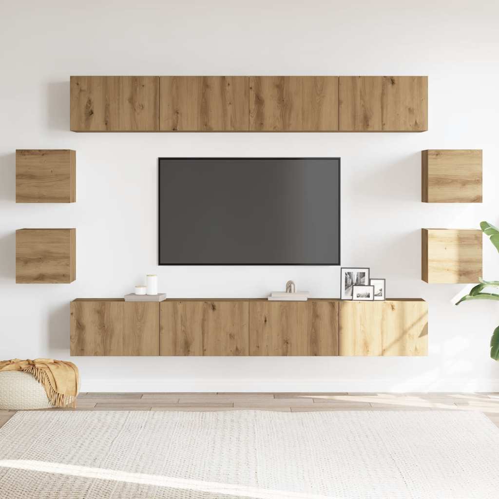 8-dijelni zidni TV ormarić Artisan hrast izrađen od drveta