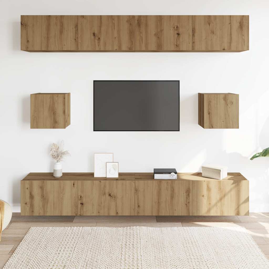 6-dijelni set TV ormarića montiran na zid Artisan Oak