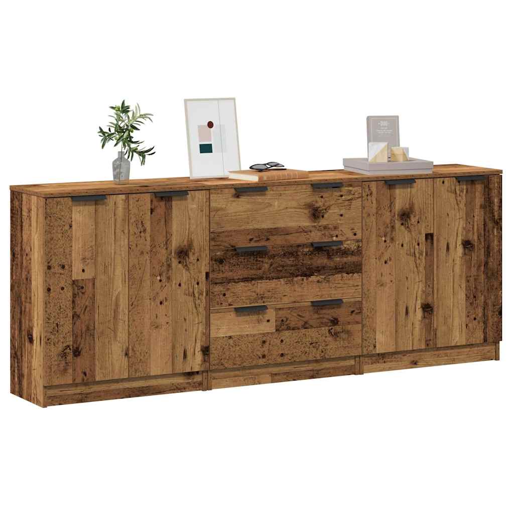 Komoda 3 kom staro drvo 60x30x70 cm konstruirano drvo