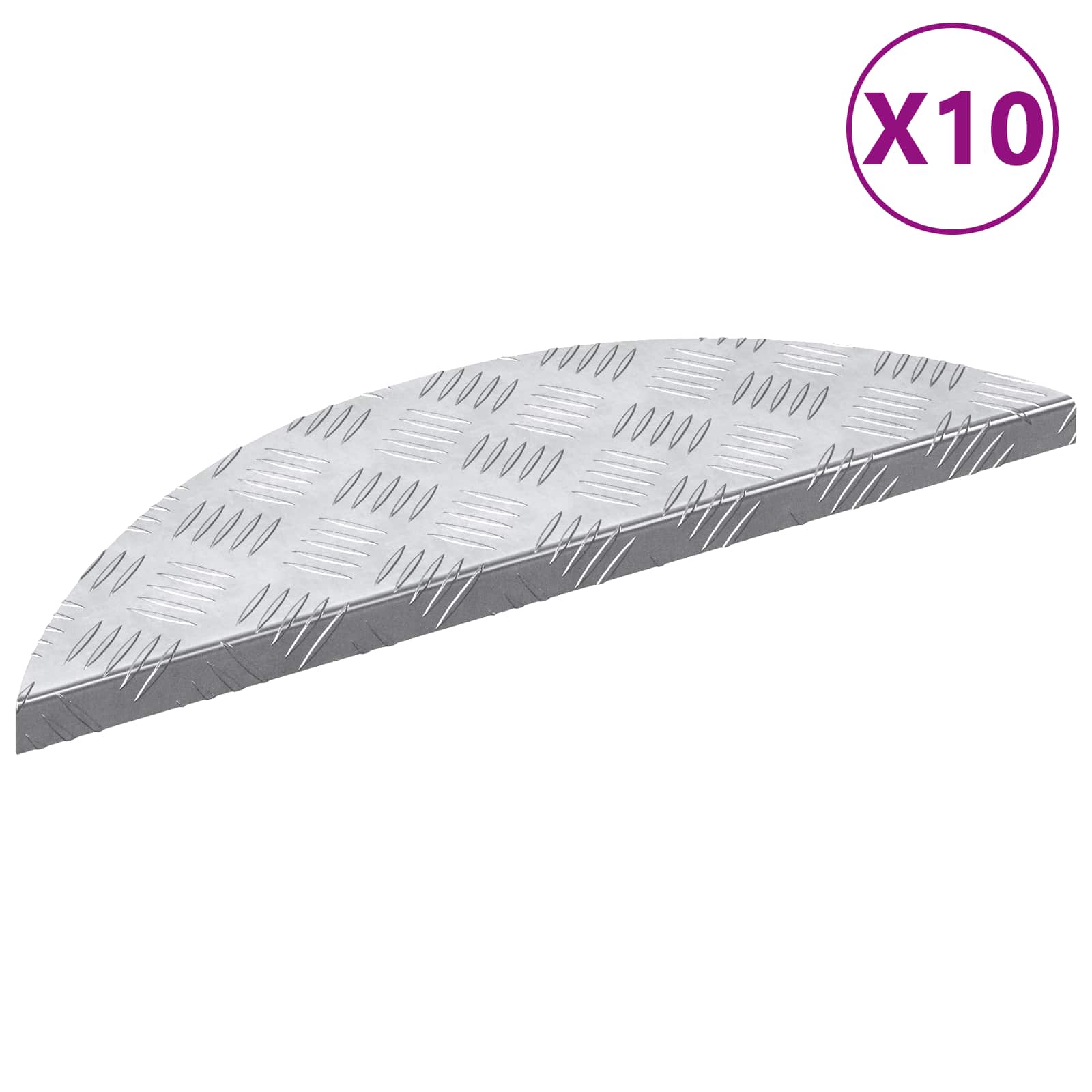 Stepenica Polumjesec 10 pcs Srebrno 60 x 18 x 2,5 cm Aluminij