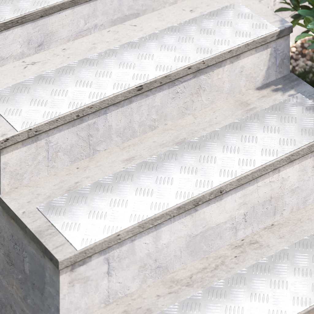 Stepenica Pravokutni 4 pcs Srebrno 90 x 20 cm Aluminij