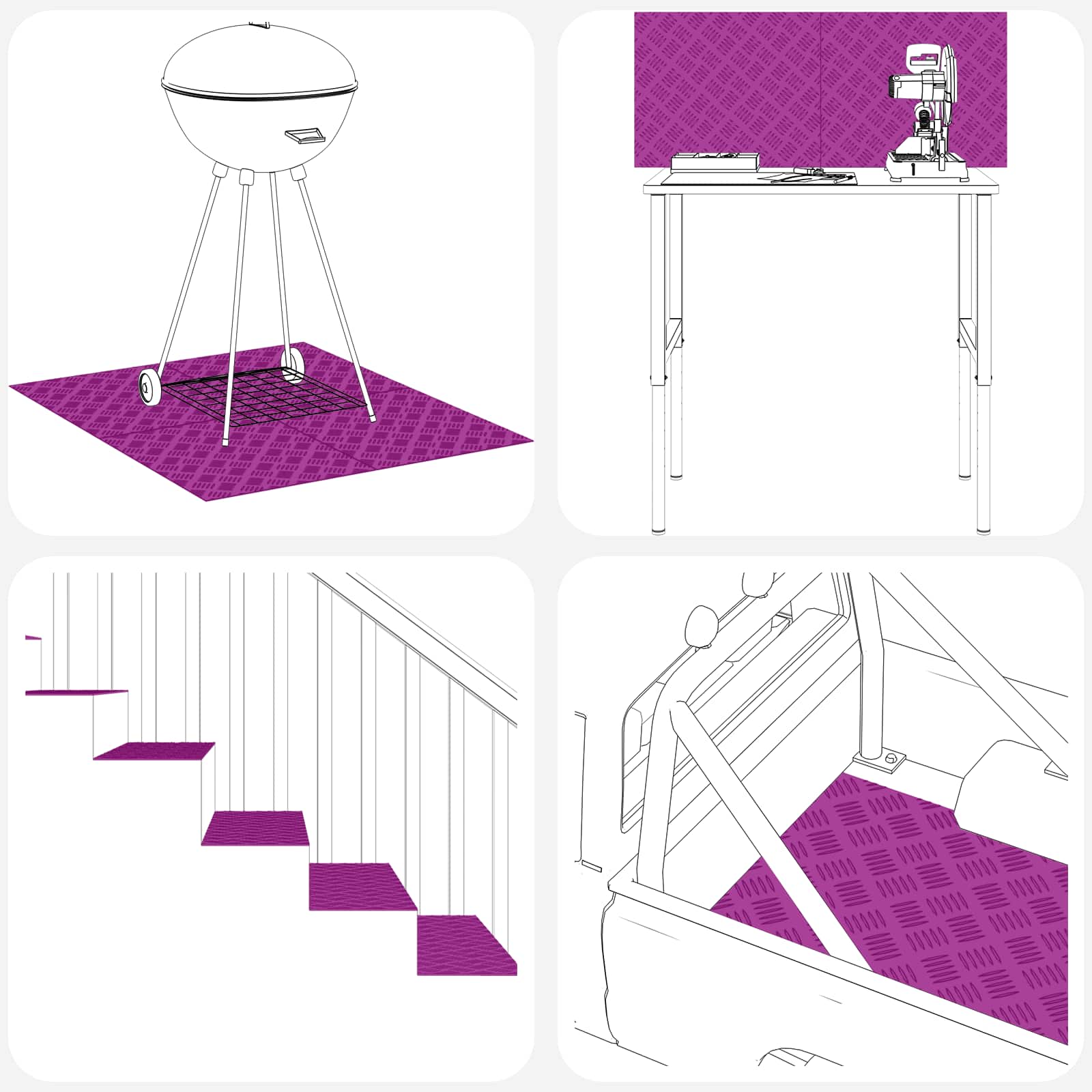 Stepenica Pravokutni 4 pcs Srebrno 50 x 25 cm Aluminij