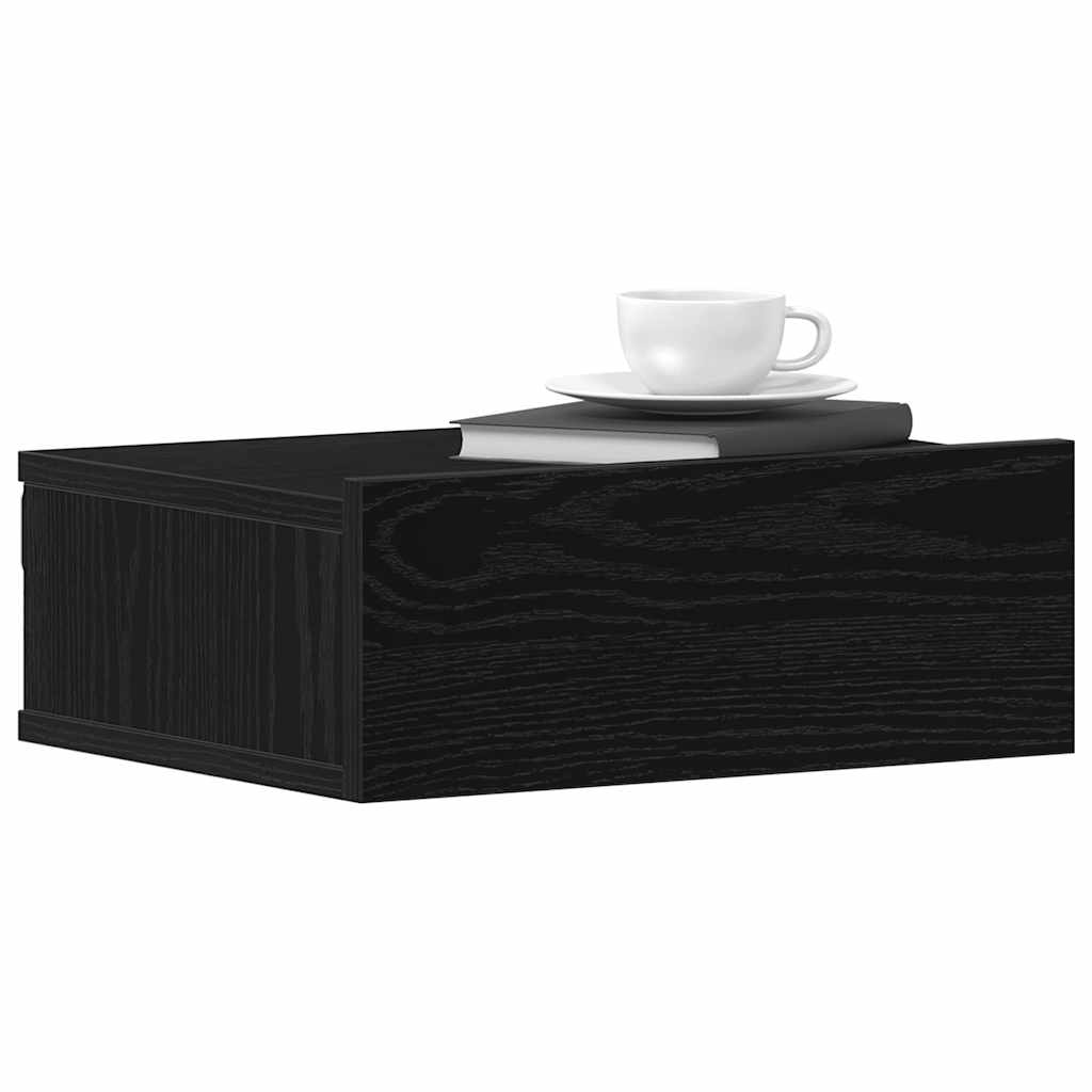 Plutajući noćni ormarić crni hrast 40x32x15 cm inženjerski drvo