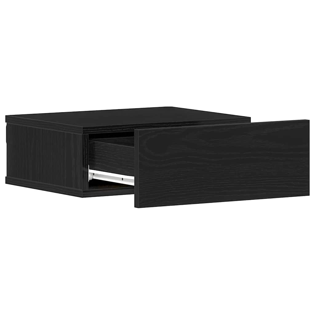 Plutajući noćni ormarić crni hrast 40x32x15 cm inženjerski drvo