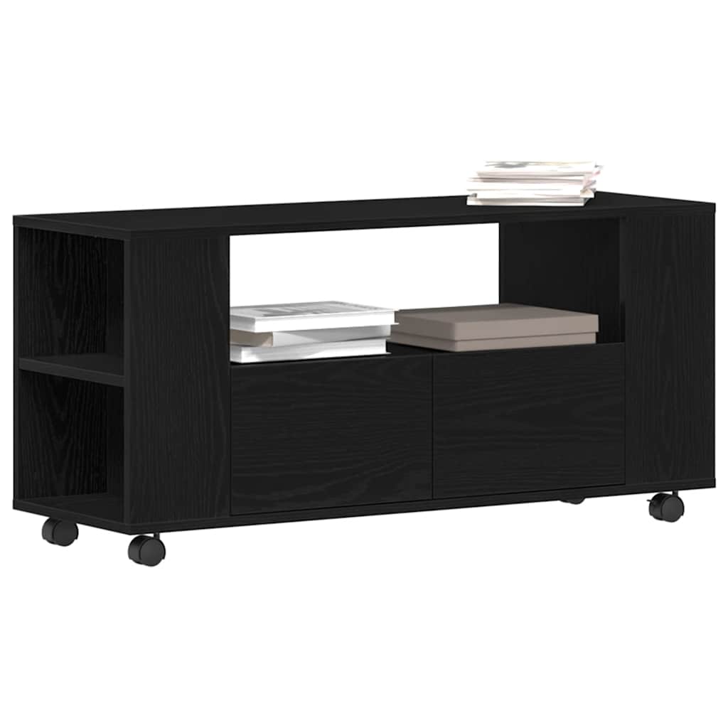 TV ormarić s kotačićima crni hrast 102x34,5x43 cm