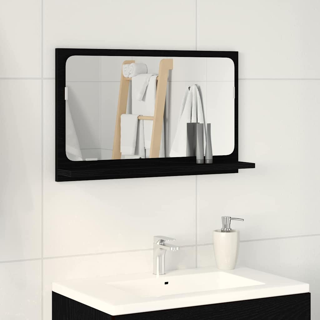 Ogledalo Polica Crni hrast 60 x 10,5 x 37 cm Konstruirano drvo