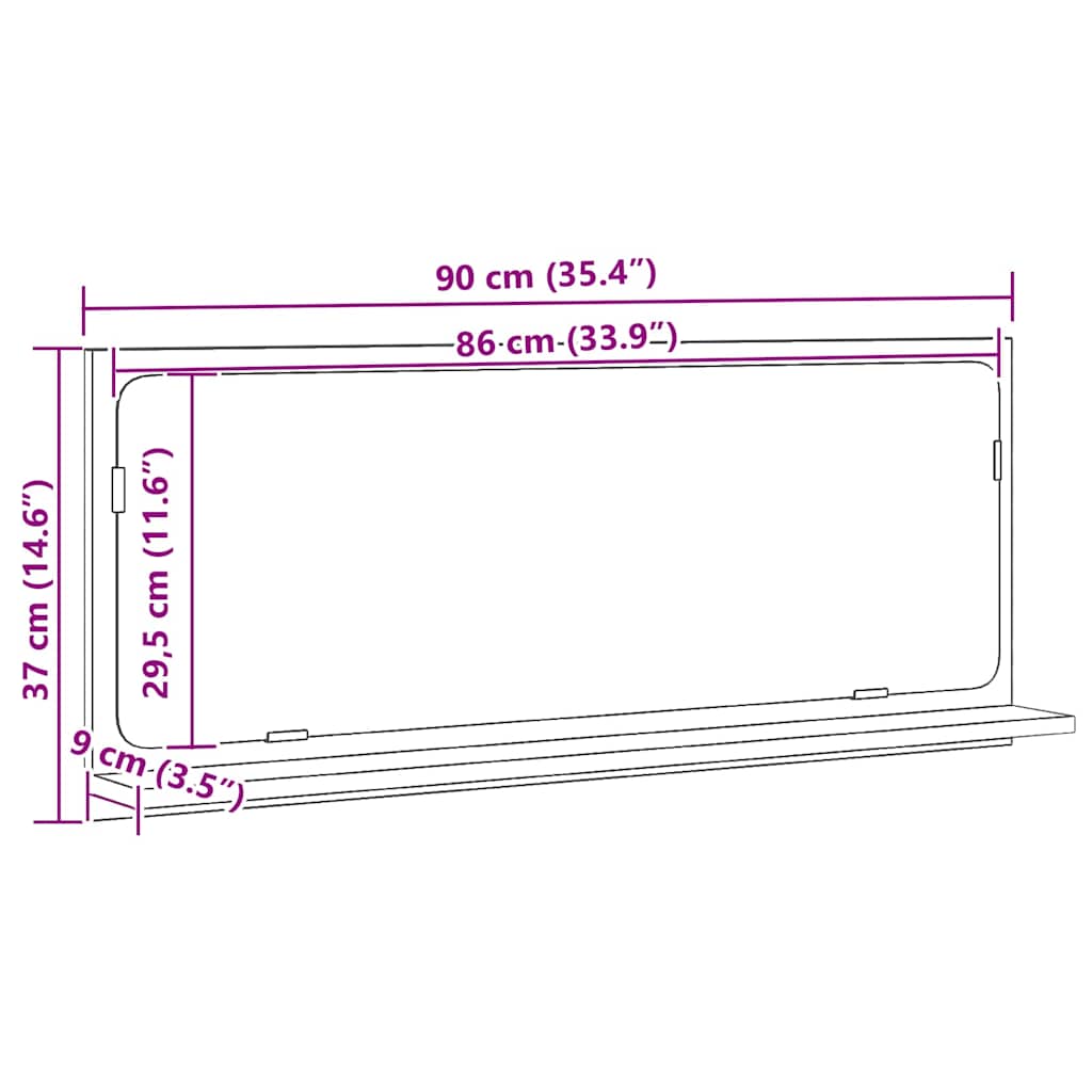 Ogledalo Polica Staro drvo 90 x 10,5 x 37 cm Konstruirano drvo