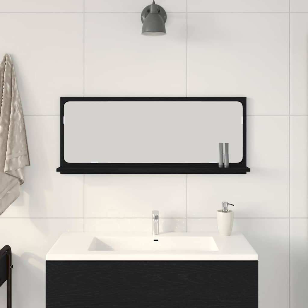 Ogledalo Polica Crni hrast 90 x 10,5 x 37 cm Konstruirano drvo