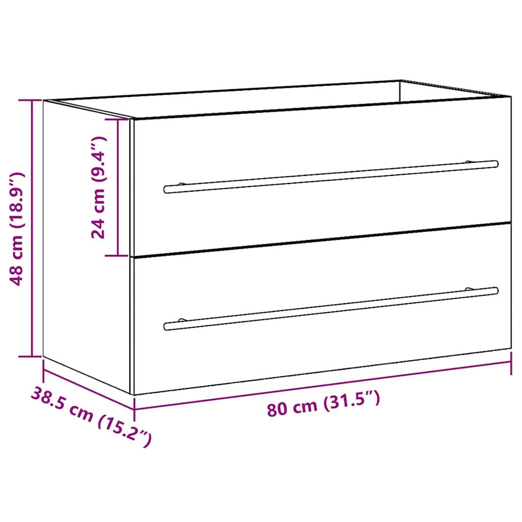 Ormarić za umivaonik crni hrast 80x38,5x48 cm Konstruirano drvo