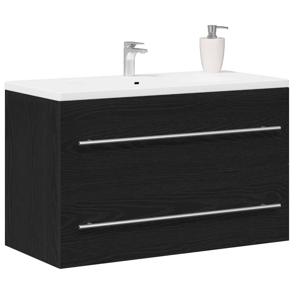 Ormarić za umivaonik crni hrast 80x38,5x48 cm Konstruirano drvo