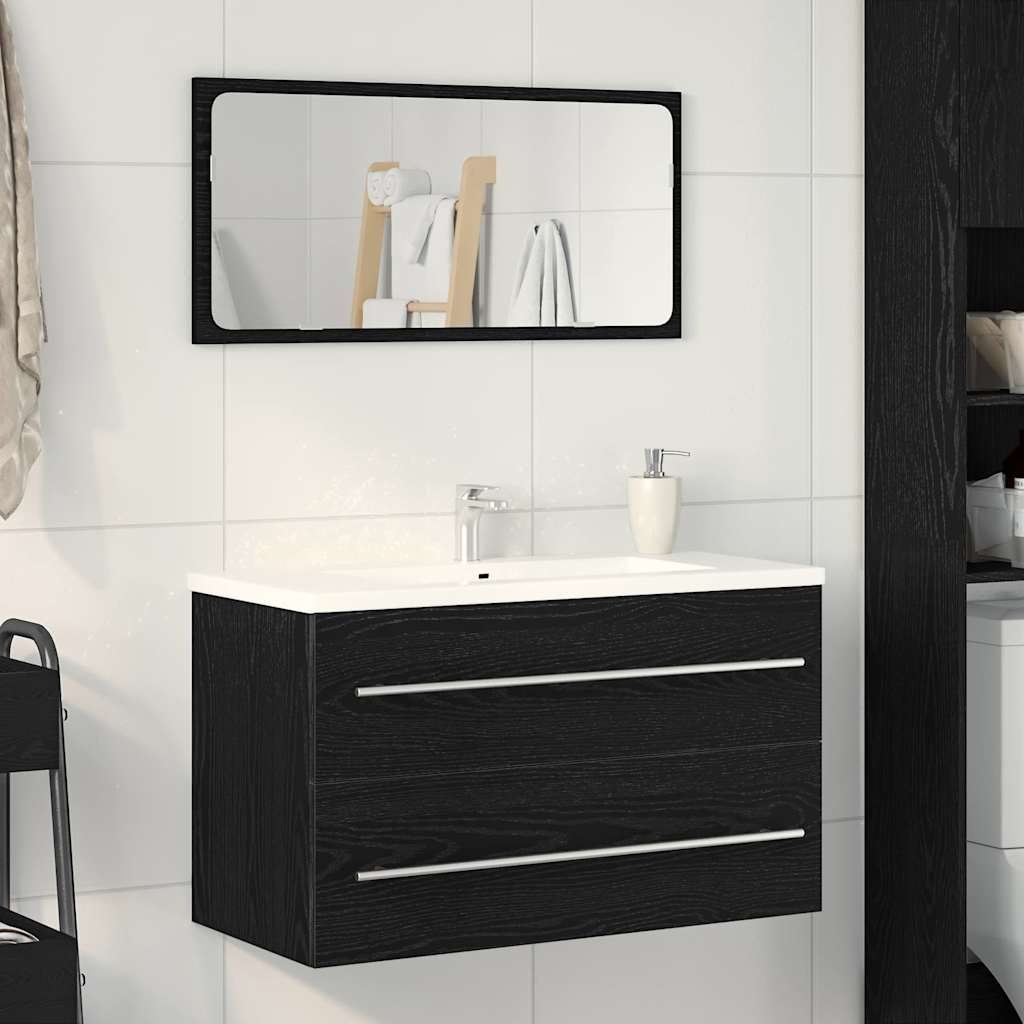 Ormarić za umivaonik crni hrast 80x38,5x48 cm Konstruirano drvo