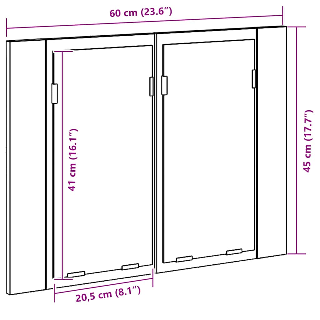 Kupaonski ormar s ogledalom Zidne Crni hrast 60 x 12 x 45 cm
