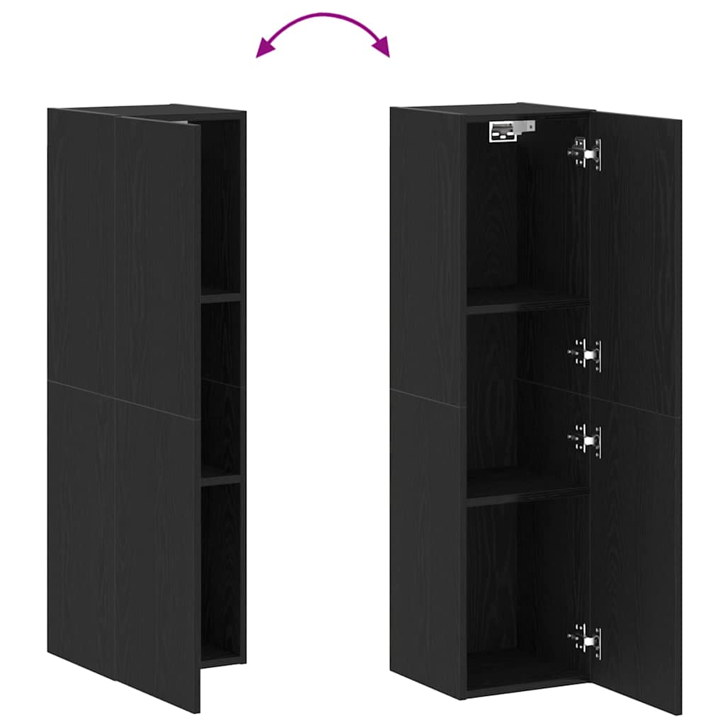 TV Kabinet za Zid Zidne Crni hrast 30,5 x 30 x 110 cm