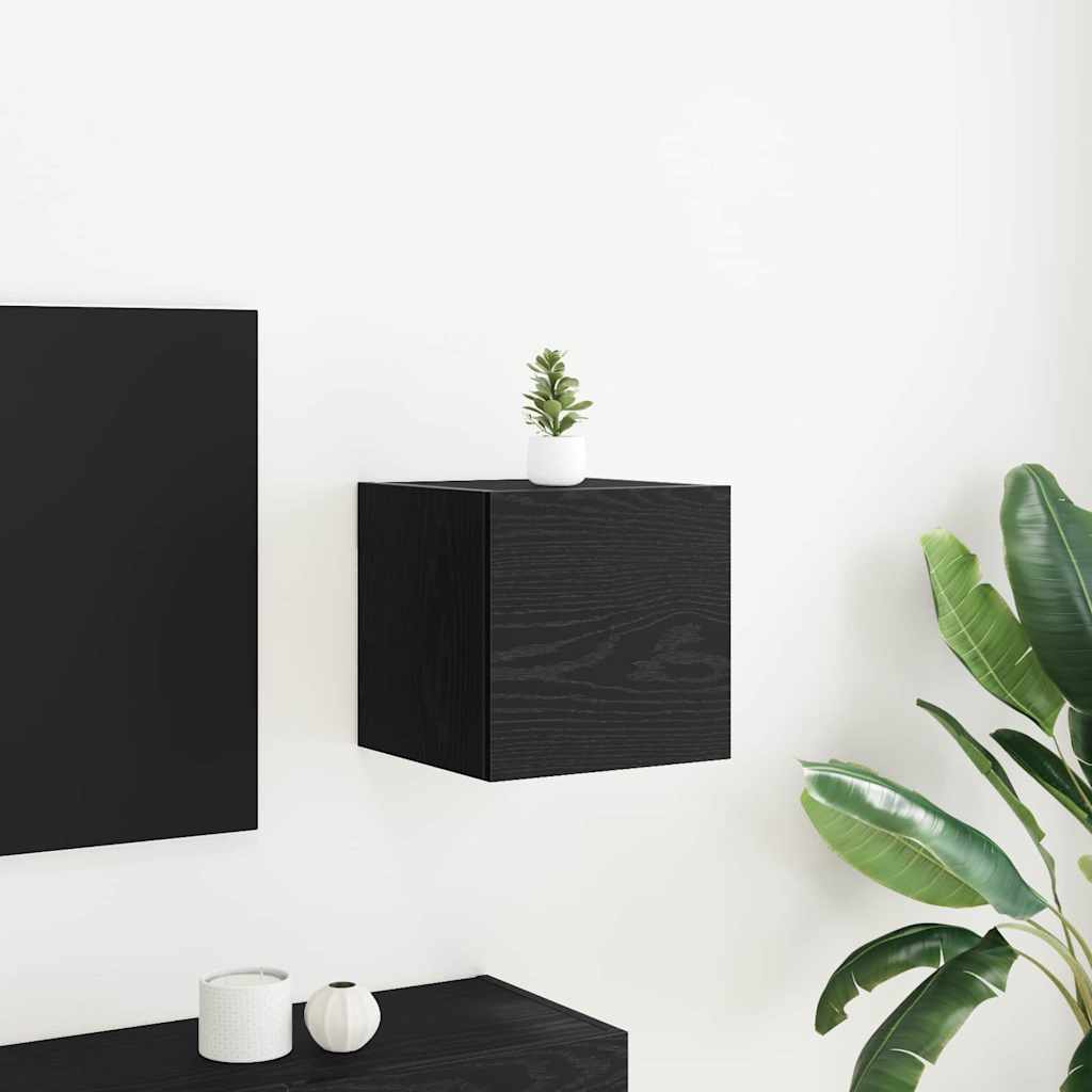Ormar za TV montiran na zid Zidne Crni hrast 30,5 x 30 x 30 cm