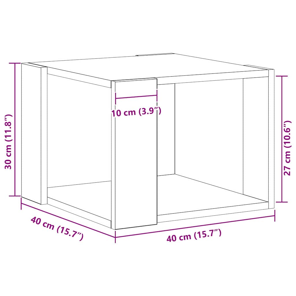 Kava Stol Crni hrast 40 x 40 x 30 cm Konstruirano drvo