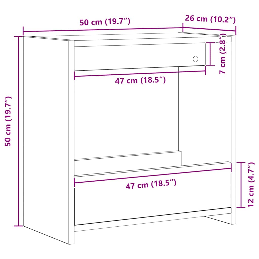 Bocni stol Crni hrast 50 x 26 x 50 cm Konstruirano drvo