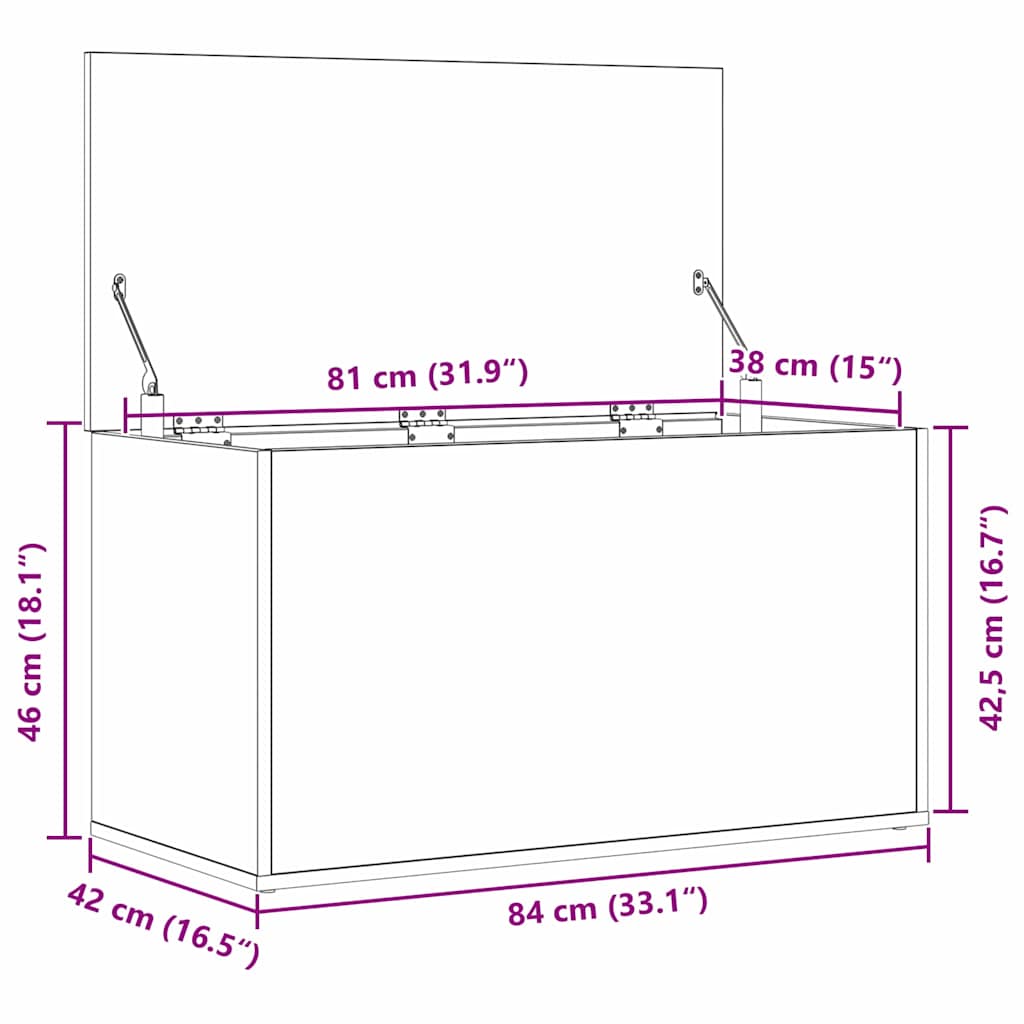 Kutija za spremanje s pohranom Crni hrast 84 x 42 x 46 cm