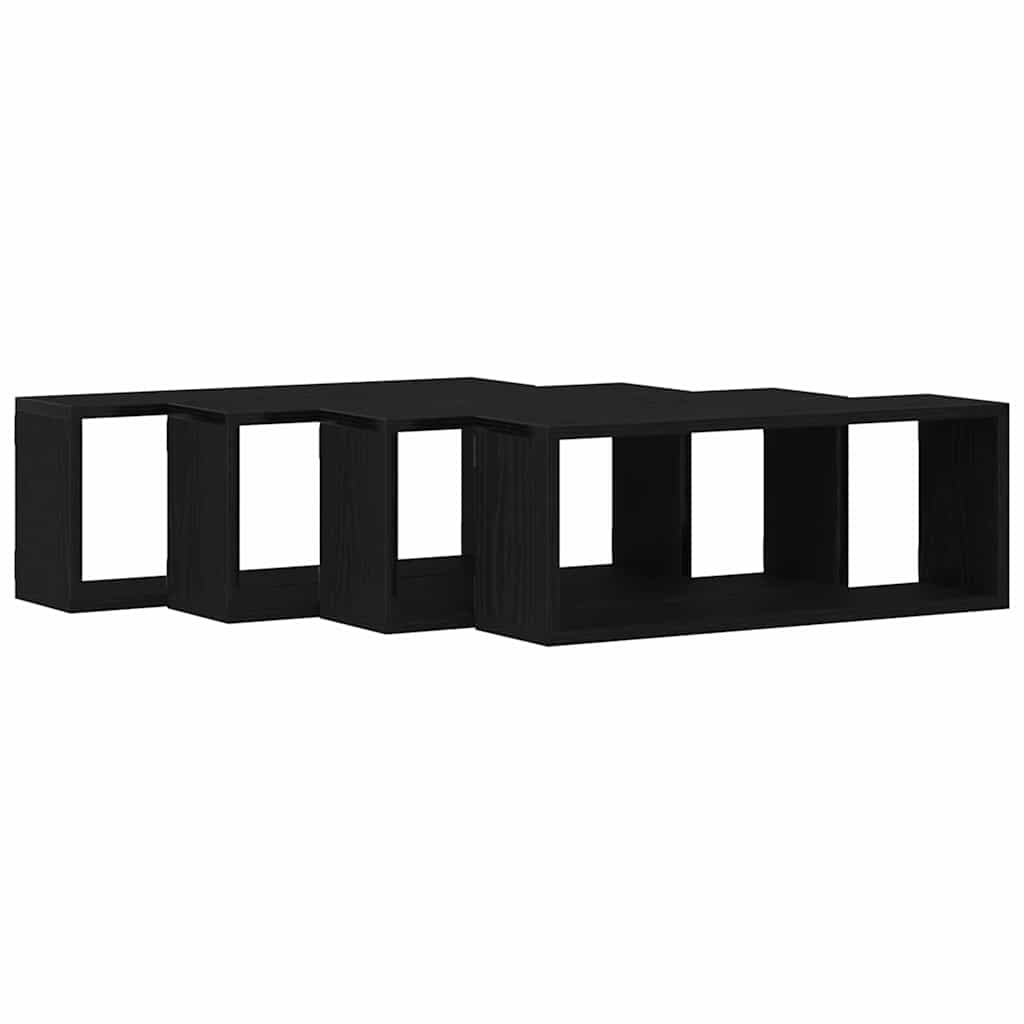 Police na zidu s policom Zidne 4 pcs Crni hrast 60 x 15 x 23 cm