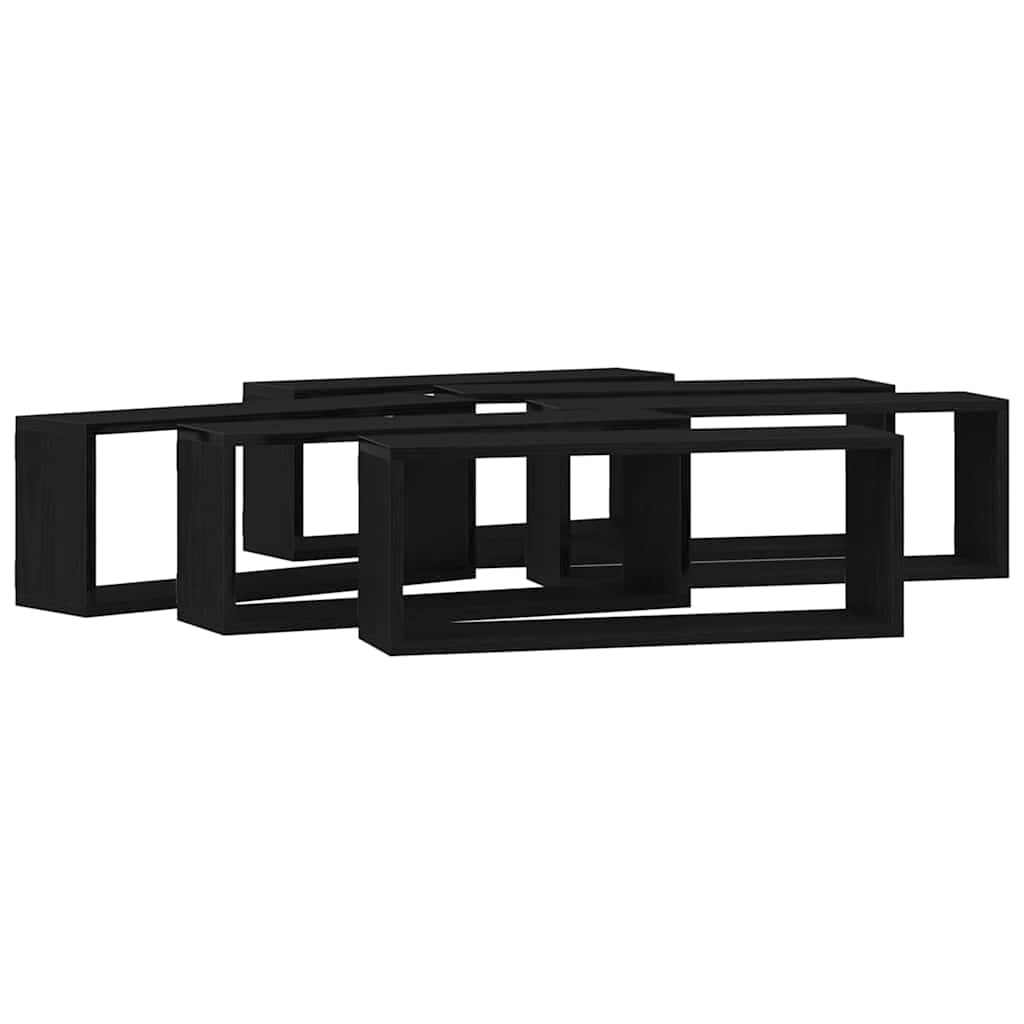 Police na zidu s policom Zidne 6 pcs Crni hrast 60 x 15 x 23 cm