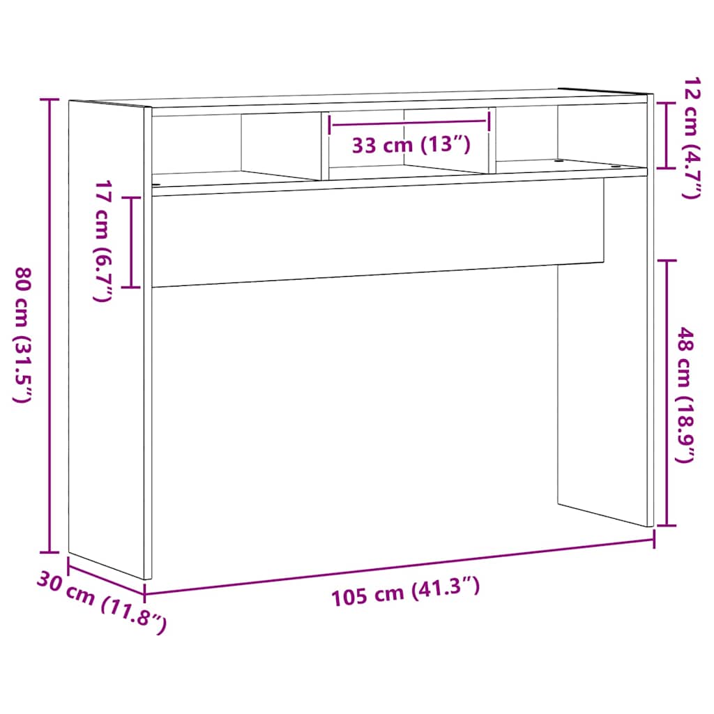 Konzolni Stol Crni hrast 105 x 30 x 80 cm Konstruirano drvo