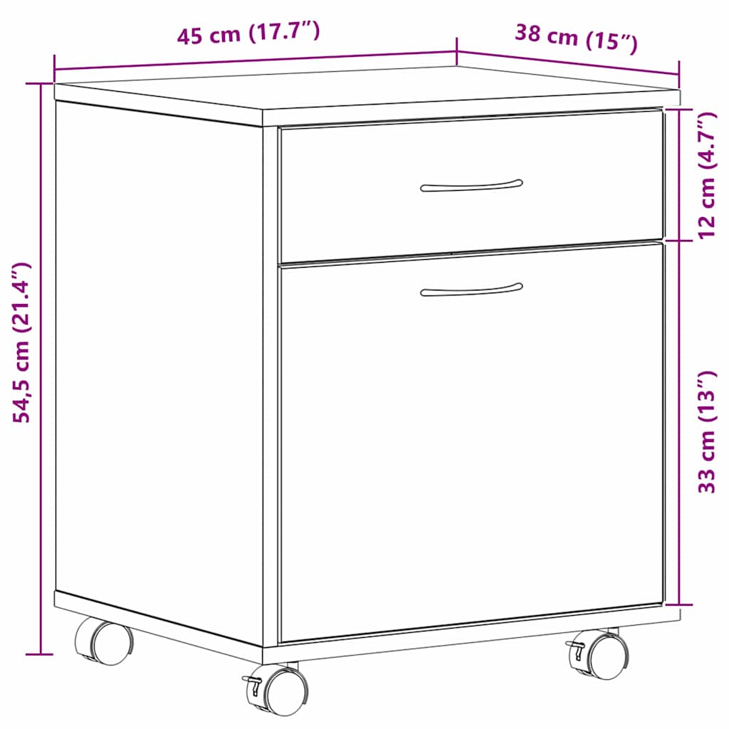 Mobilni ormar Crni hrast 45 x 38 x 54 cm Konstruirano drvo