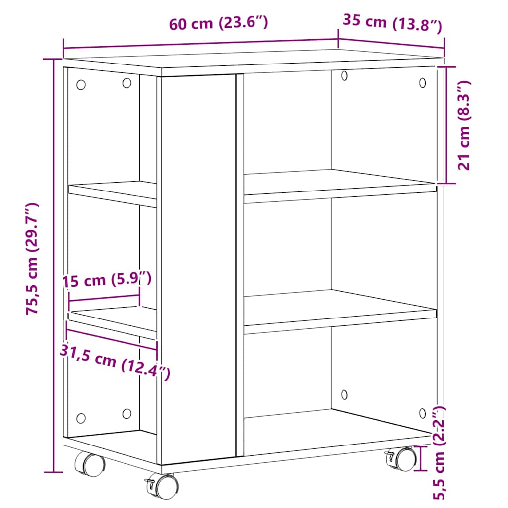 Ormarić za pohranu Crni hrast 60 x 35 x 75 cm Konstruirano drvo