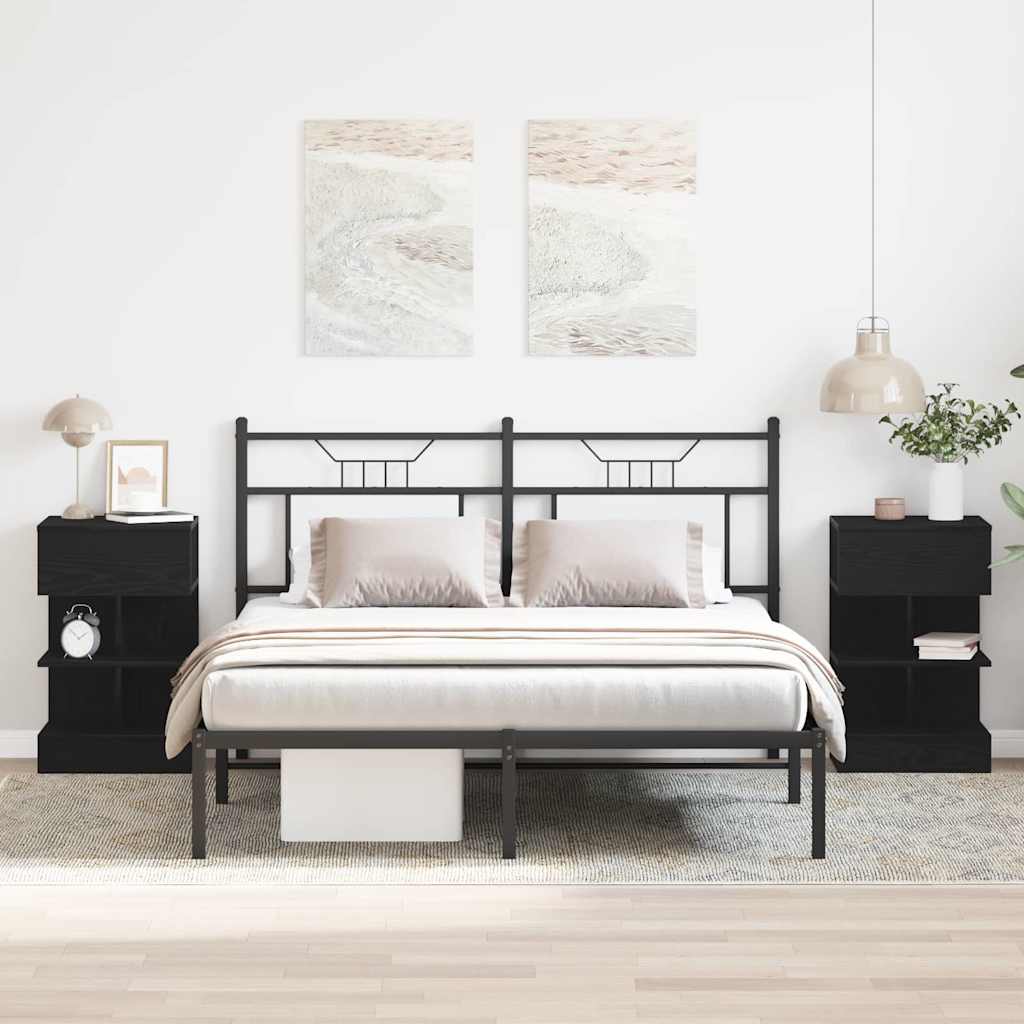 Noćni ormar 2 pcs Crni hrast 40 x 35 x 65 cm Konstruirano drvo