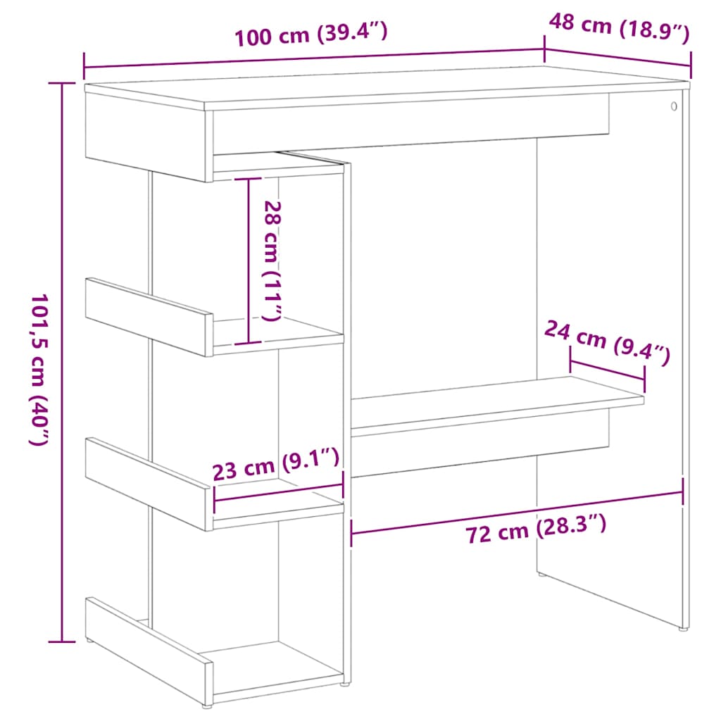 Stol za bar Crni hrast 100 x 48 x 101,5 cm Konstruirano drvo