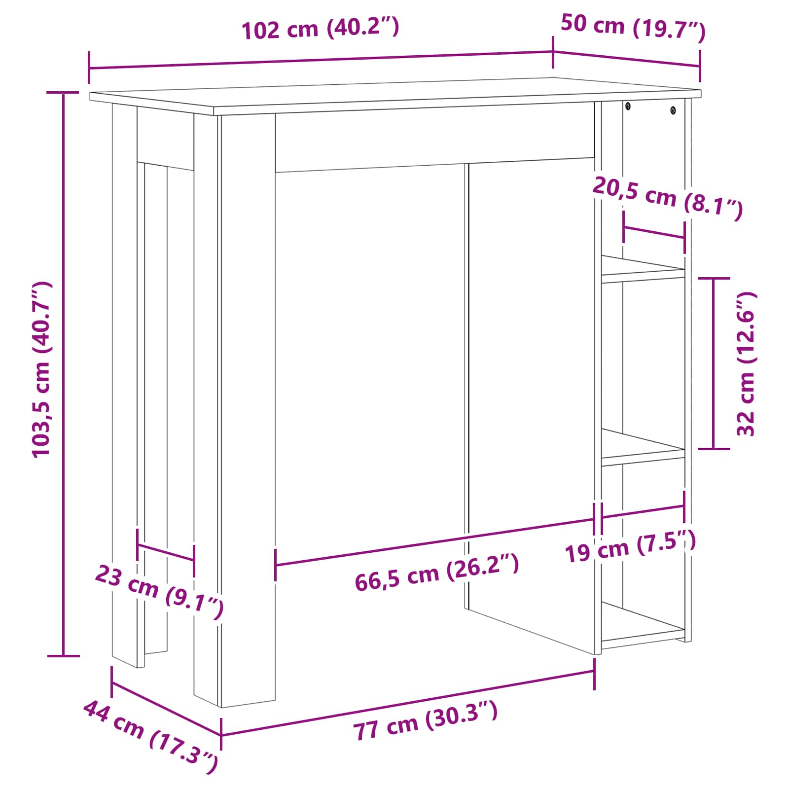 Stol za bar Crni hrast 102 x 50 x 103,5 cm Konstruirano drvo