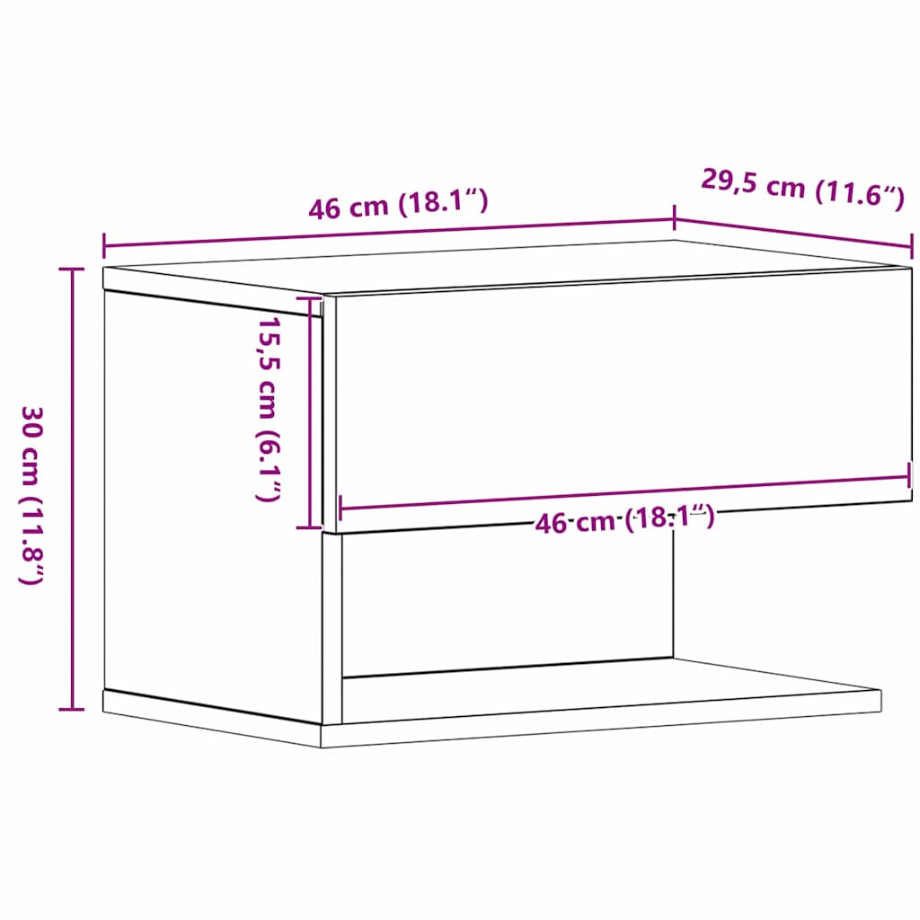 Noćni ormar 2 pcs Crni hrast 46 x 30 x 30 cm Konstruirano drvo