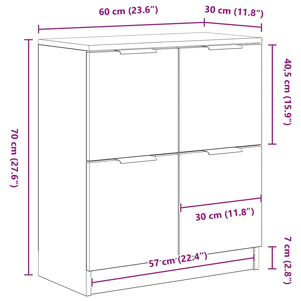 Kreveta Crni hrast 60 x 30 x 70 cm Konstruirano drvo