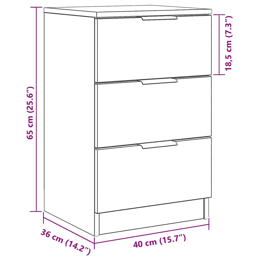 Noćni ormar Crni hrast 40 x 65 x 65 cm Konstruirano drvo
