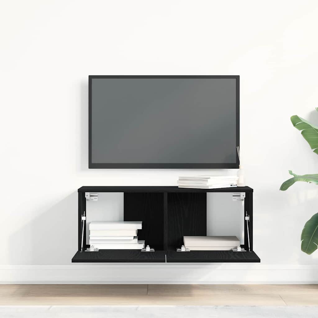 TV ormar 2 pcs Crni hrast 80 x 30 x 30 cm Konstruirano drvo