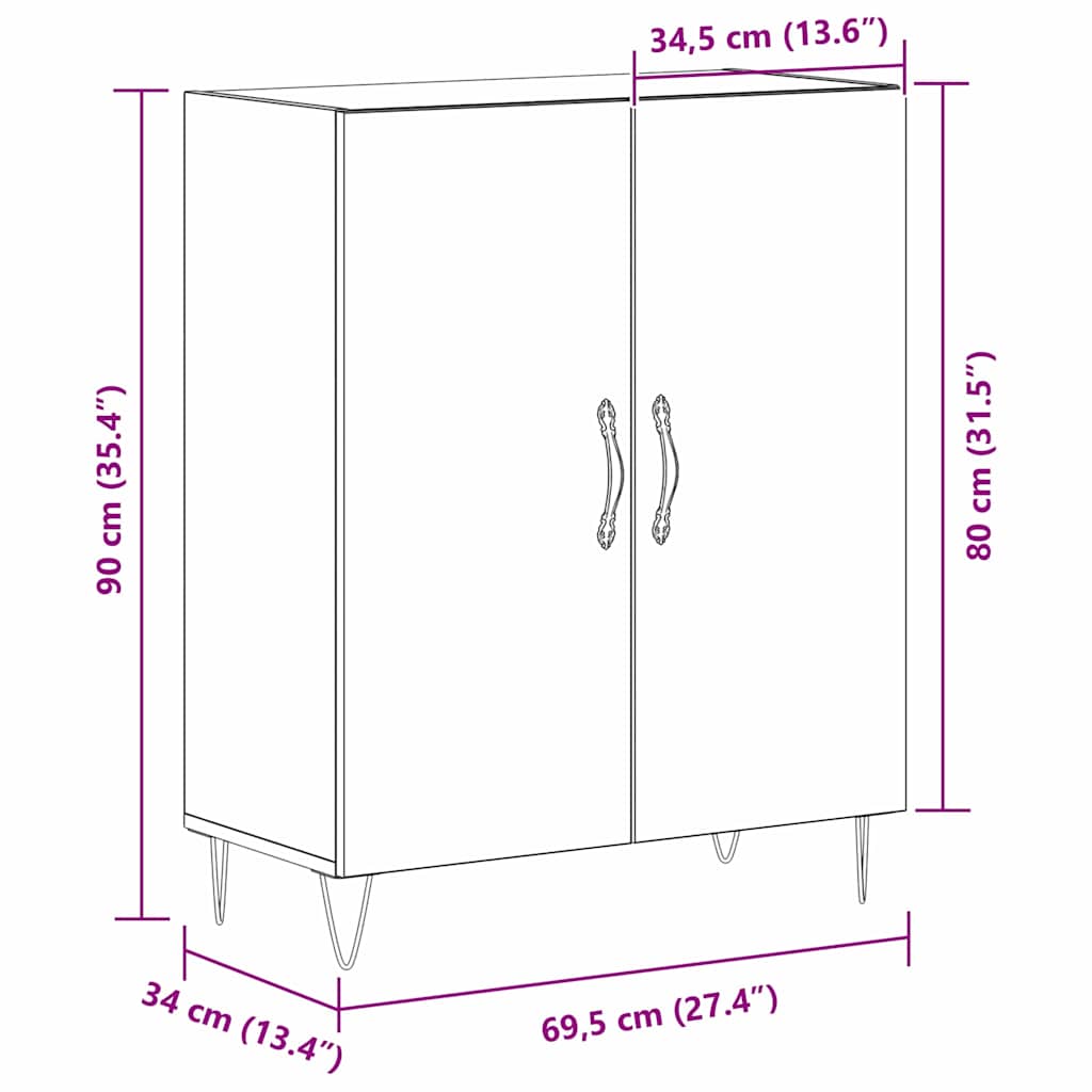Kreveta Crni hrast 69,5 x 34 x 90 cm Konstruirano drvo