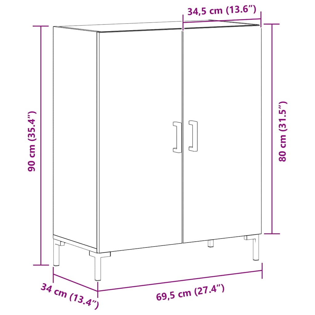 Kreveta Crni hrast 69,5 x 34 x 90 cm Konstruirano drvo