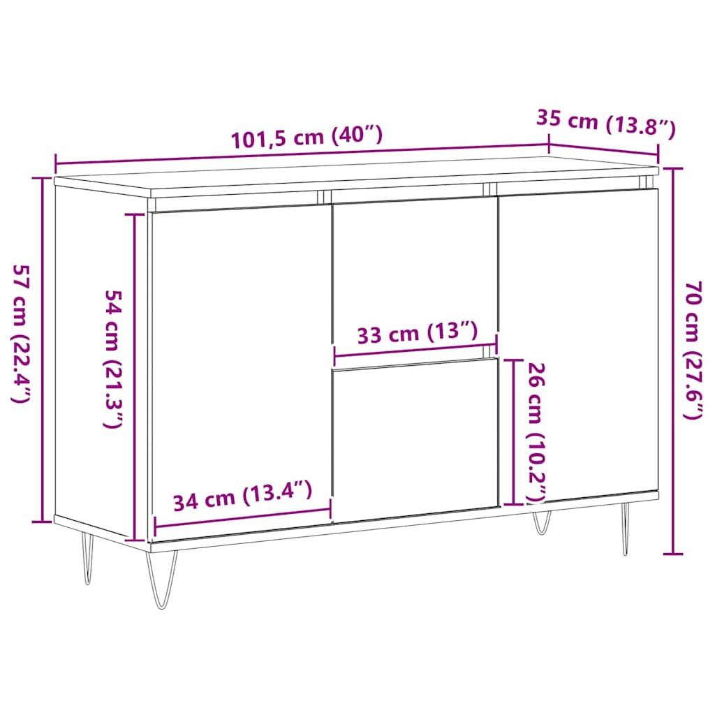 Kreveta Crni hrast 101,5 x 35 x 70 cm Konstruirano drvo